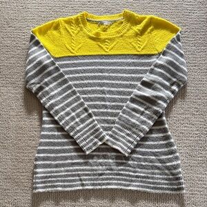 GAP Women's Sweater in Yellow and Gray Stripes